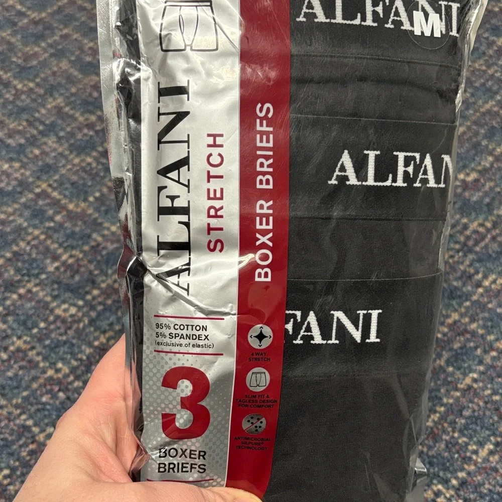New Alfani Stretch Black Boxer Briefs 3-Pack - Picture 3 of 4